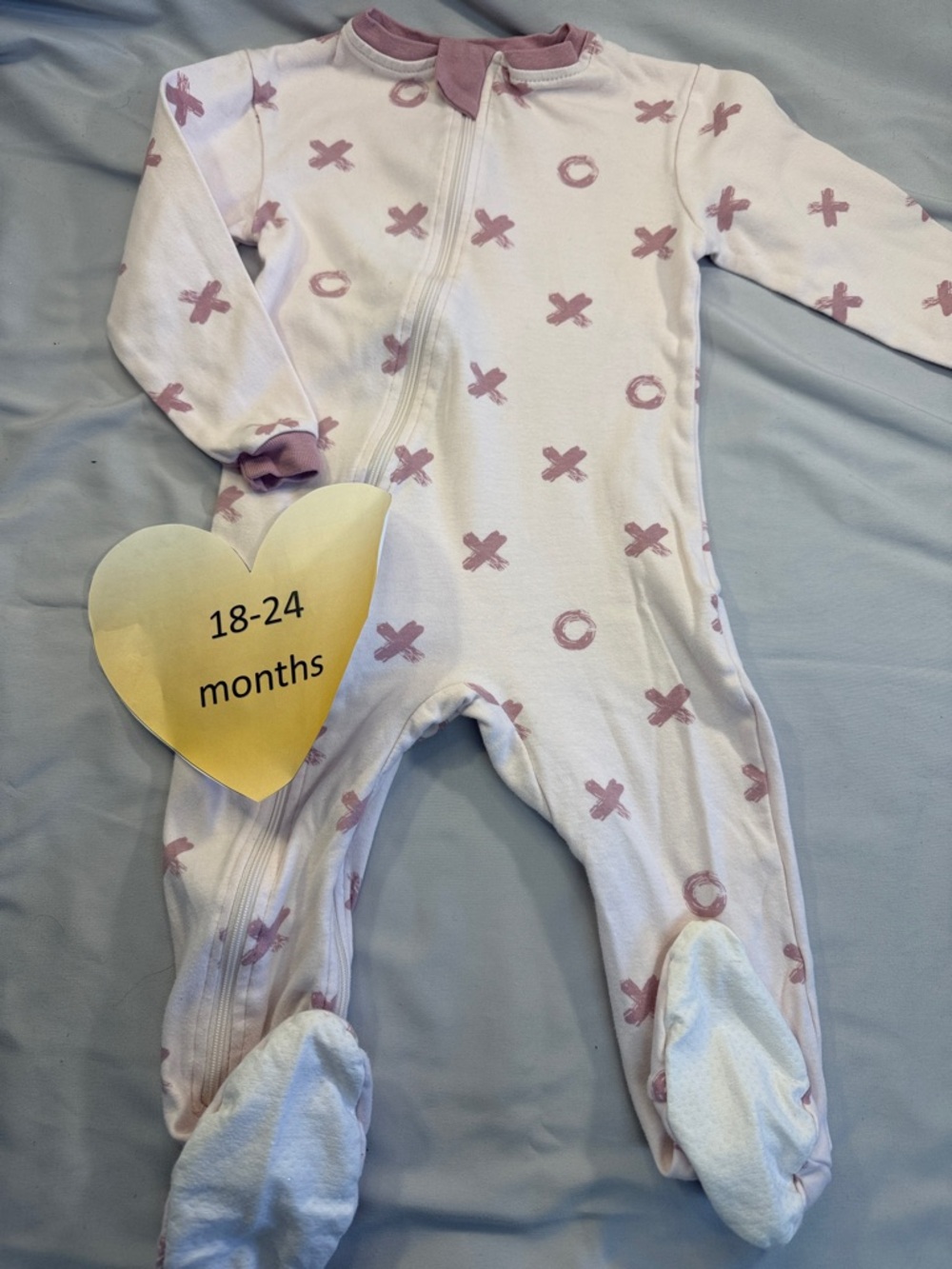 Zippyjamz - 18-24M Pink Patterned Kids One Piece Organic Footie